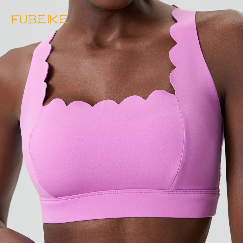 Yoga Fitness Plus - FUBEIKE スモールウェーブダブルショルダーストラップ下着女性のプラスサイズスポーツトップ女性耐衝撃フィットネスワークアウトヨガブラジャー