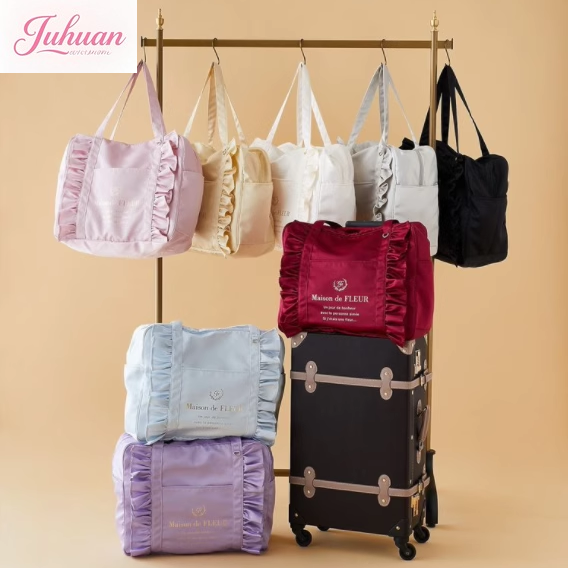 Yoga Fitness Bag - 2025年新作 日本製サテン マルチカラー 蓮の葉レース ショルダー トラベルバッグ