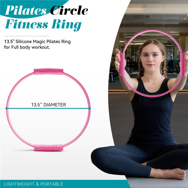 Pilates Ring Circle - 環境に優しいダブルハンドルシリコンヨガリングマジックサークルピラティスリングピンクOEM