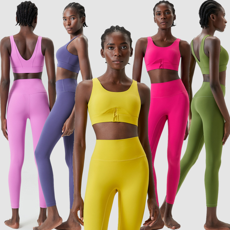 2 ピースセットジッパーヨガスポーツ衣装女性のためのソリッド - Yoga Fitness Plus のレビューと価格