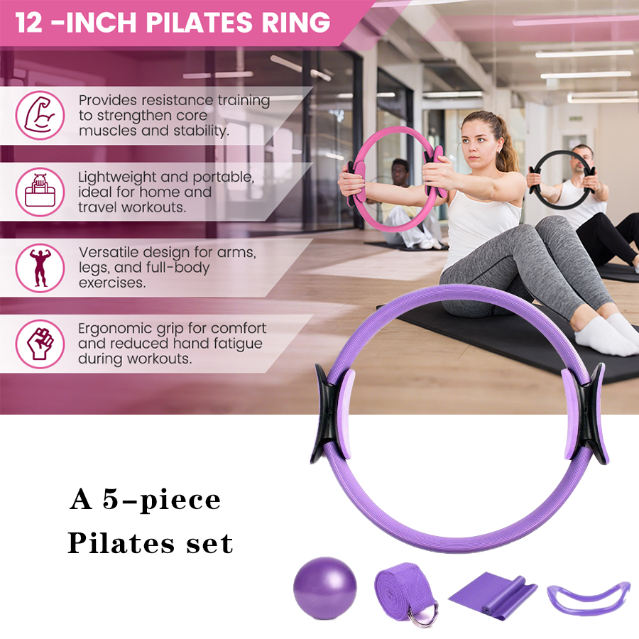 カスタマイズロゴ入り5点セットホームジムレジスタンストレーニ - Pilates Ring Circle のレビューと価格