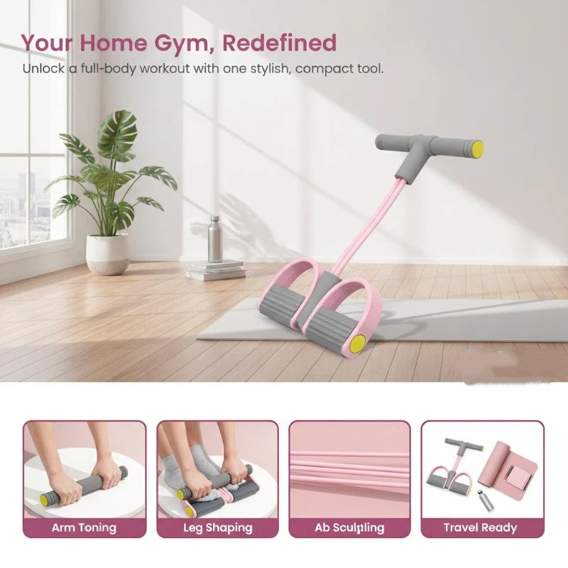 4チューブ弾性プルロープヨガペダル抵抗バンド耐久性のあるフィ - Yoga Fitness Gear のレビューと価格